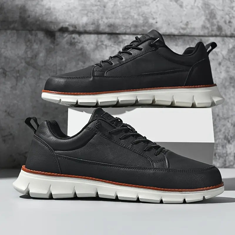 Men's Modern Casual Lace-Up Sneakers with Lightweight Sole Design