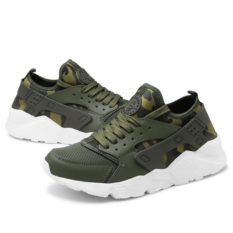 Men's Lace-Up Low-Top Sneakers with Mesh Upper and Chunky Sole