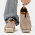 Men’s Suede Slip-On Loafers with Square Toe and Adjustable Toggle Closure