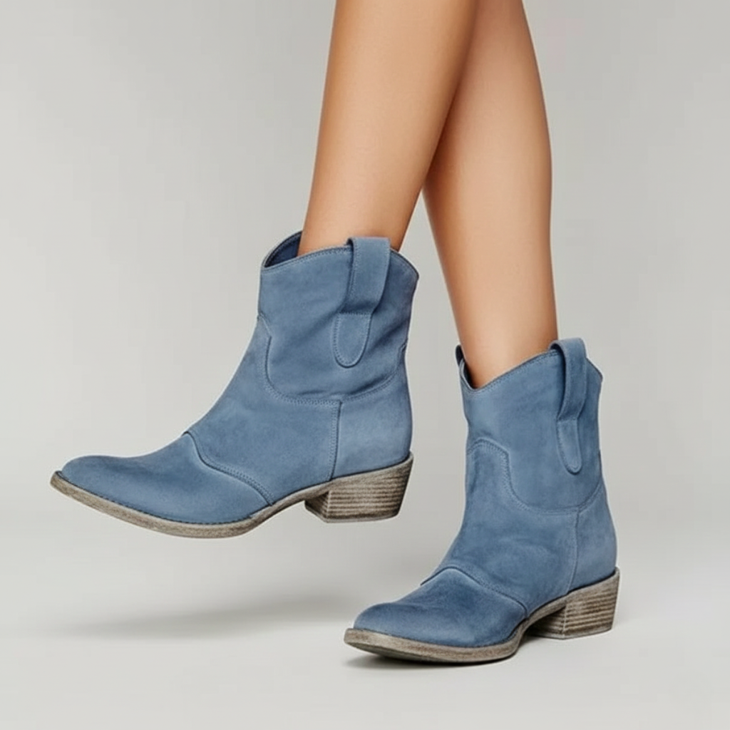 Women’s Western Ankle Boots with Low Stacked Heel