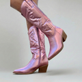 Women’s Metallic Western Cowboy Boots with Mid-Calf Shaft