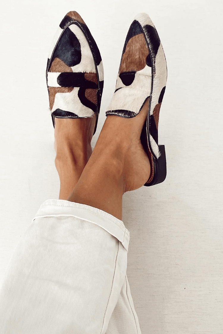 Women’s Printed Slip-On Loafers with Structured Silhouette