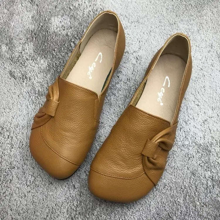 Women’s Slip-On Flats with Rounded Toe and Low Wedge Sole
