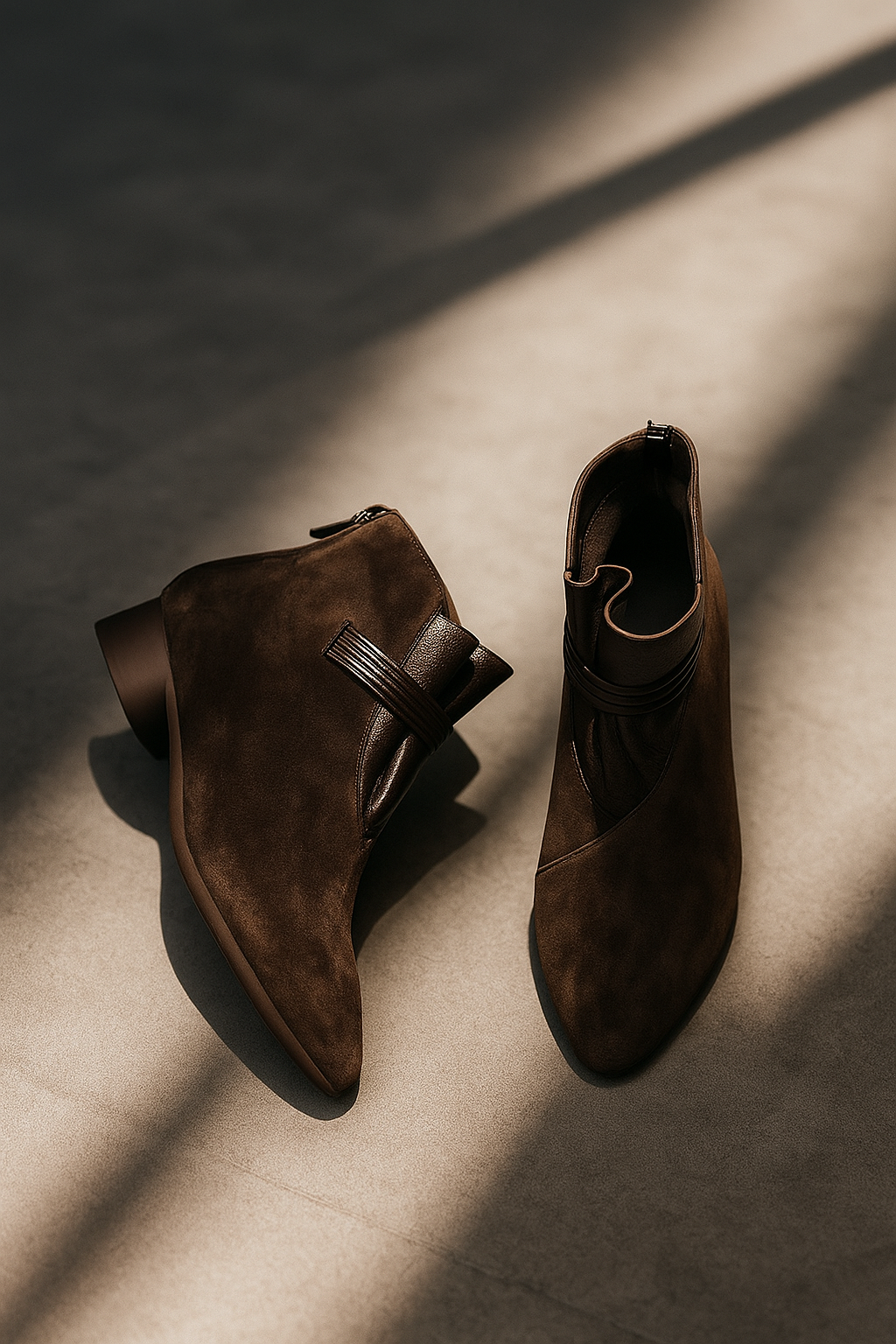 Women’s Italian Crest Ankle Boots with Pointed Toe and Side Strap Detail