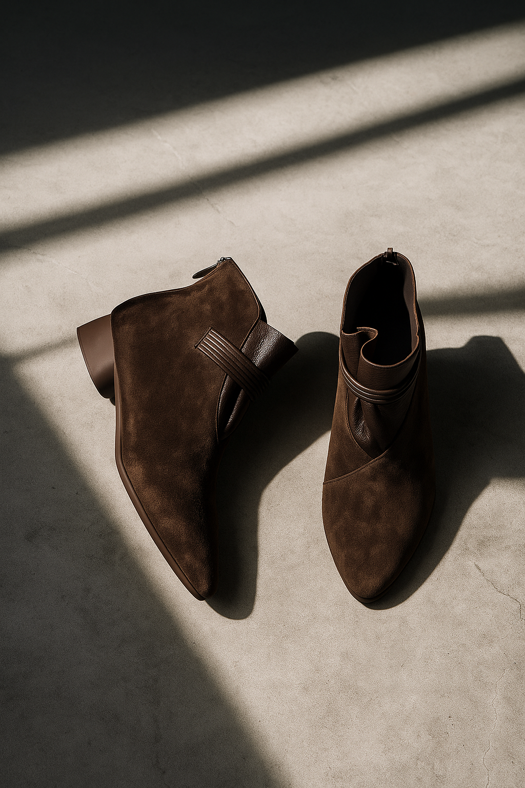 Women’s Italian Crest Ankle Boots with Pointed Toe and Side Strap Detail