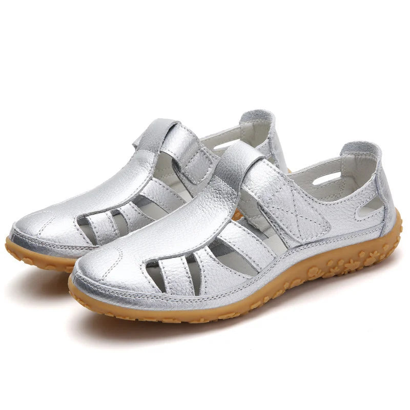 Women's Fisherman Sandals - Hook Loop Closure - Cut-out Design