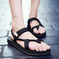 Men's Strappy Open Toe Sandals – Slip-On Toe Loop with Webbing Strap