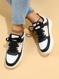 Women's Lace-Up Platform Sneakers - Low Top - Perforated Panel - Chunky Sole