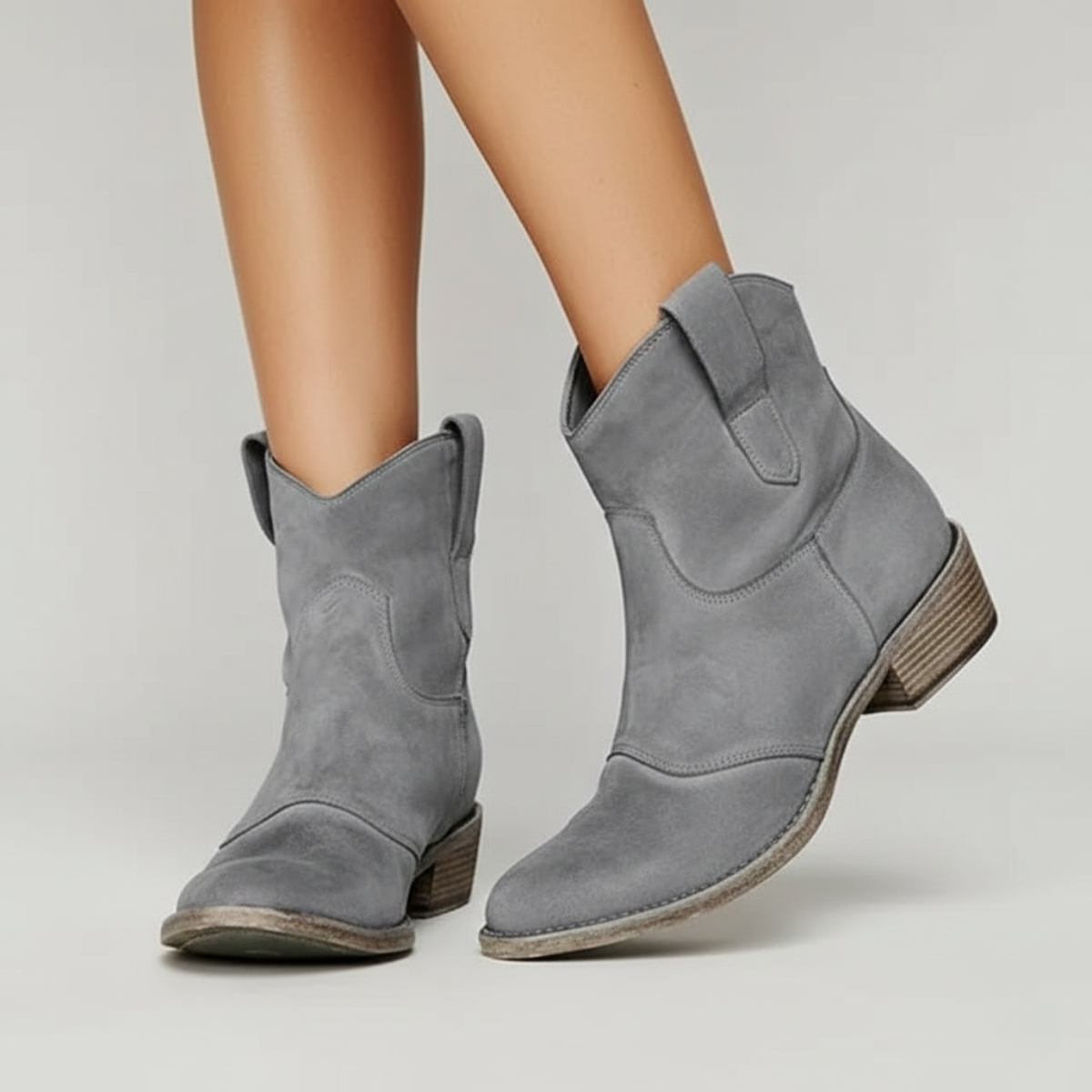 Women’s Western Ankle Boots with Low Stacked Heel
