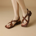 Women’s Cross-Strap Sandals with Open Toe and Low Block Heel