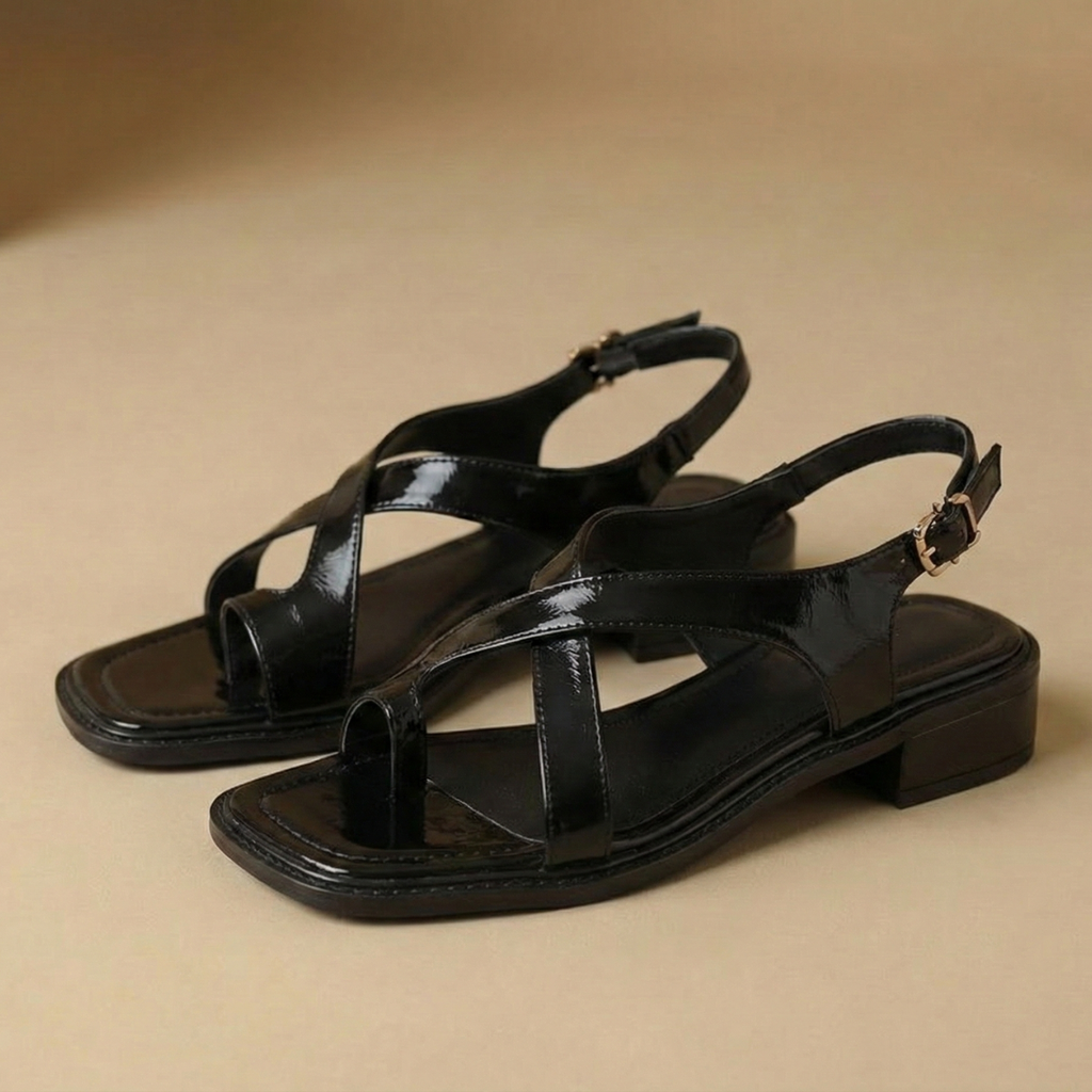 Women’s Cross-Strap Sandals with Open Toe and Low Block Heel