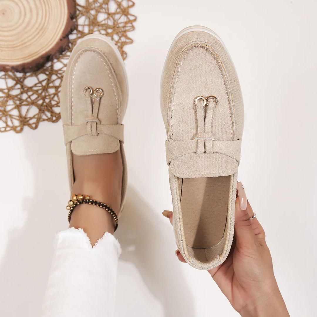 Women’s Slip-On Loafers with Rounded Toe and Flat Sole