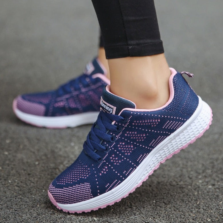 Women's Lace-Up Sneakers with Low-Cut Design and Textured Sole