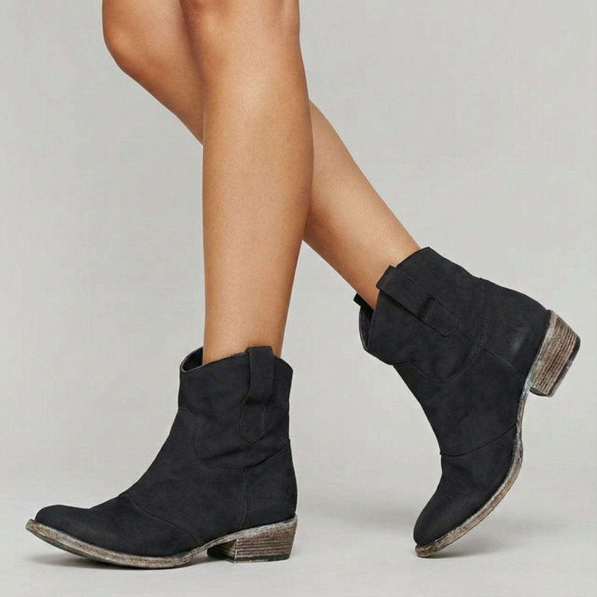 Women’s Western Ankle Boots with Low Stacked Heel