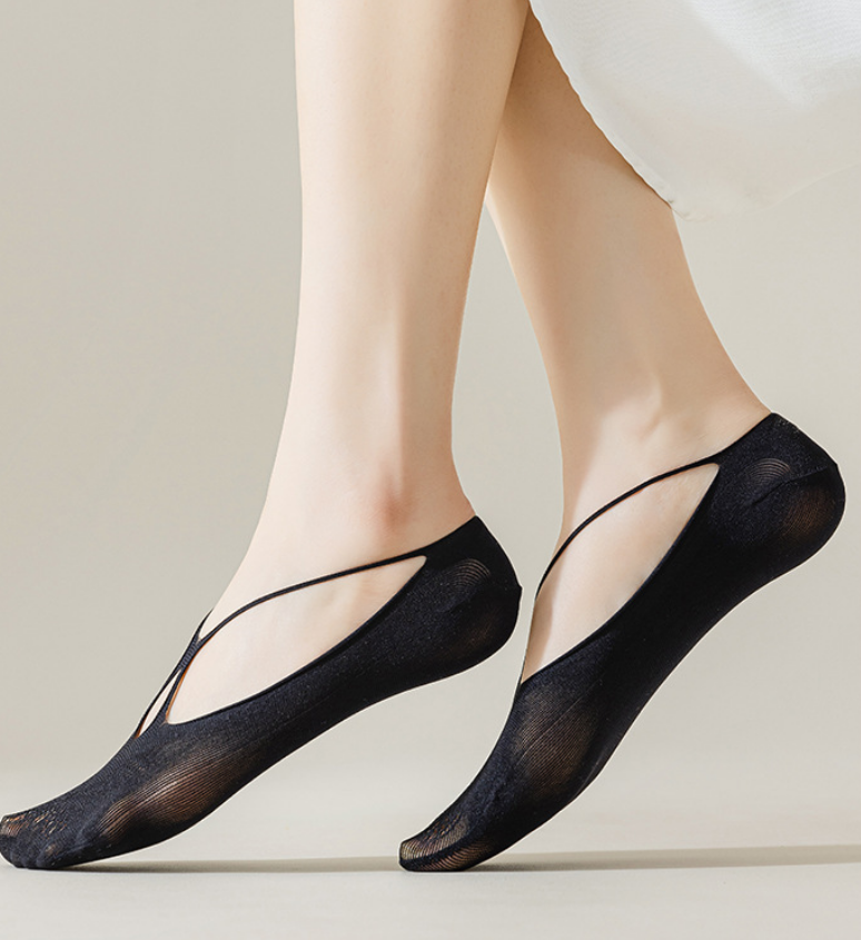 Women's Lace No-Show Liner Socks 5-Pair Set – Butterfly Cutout Mesh