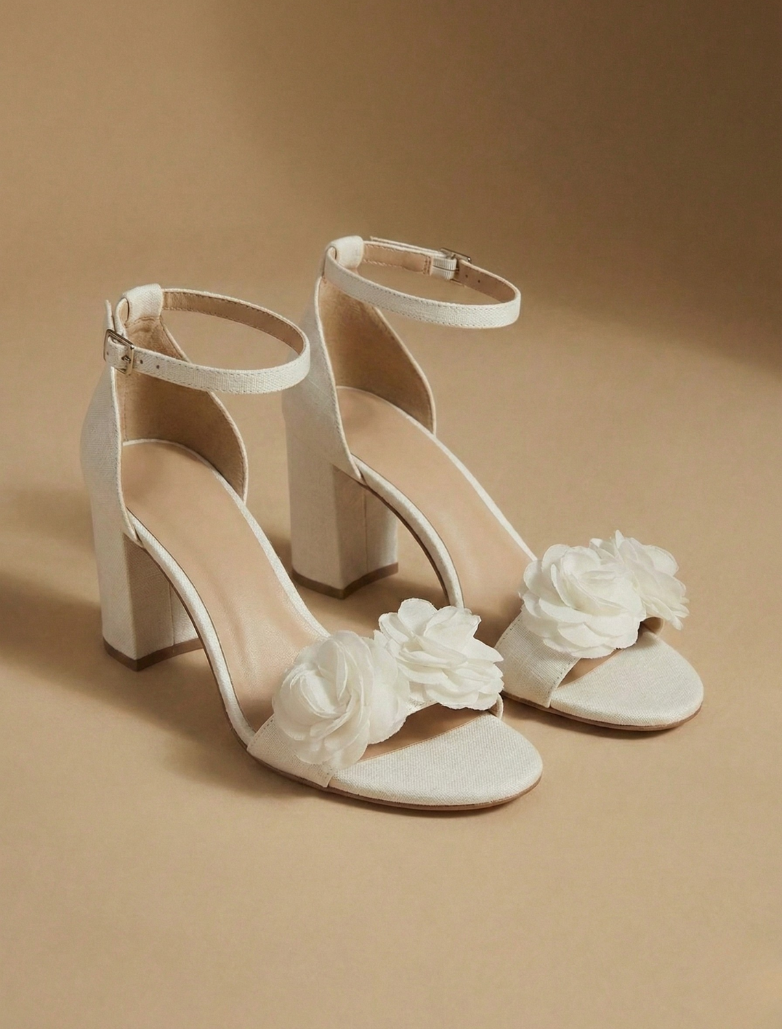 Women’s Floral Strap Block Heel Sandals with Ankle Strap