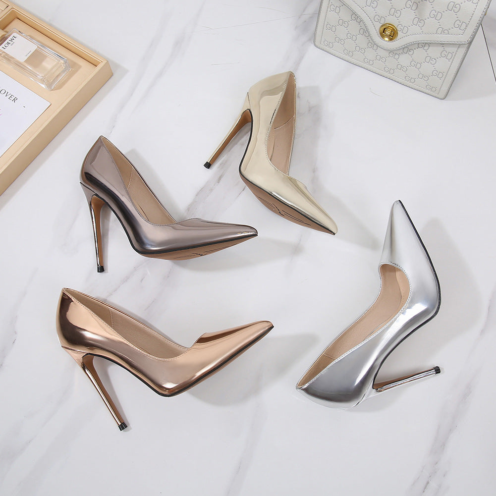 Women's Metallic Stiletto Heels - Pointed Toe - 12cm