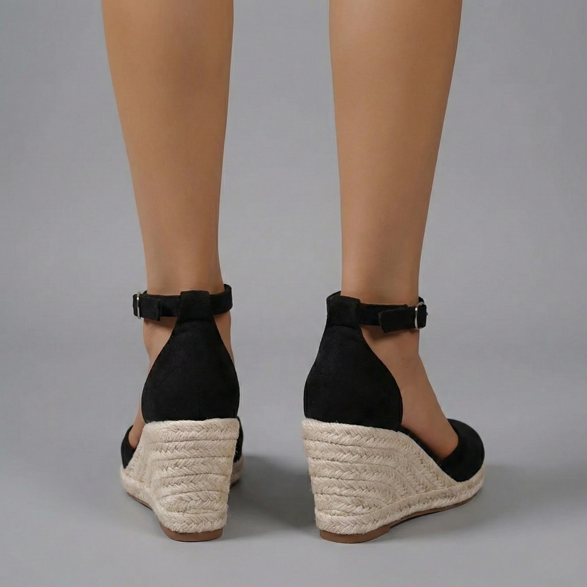 Women’s Wedge Heel Shoes with Ankle Strap and Closed Toe
