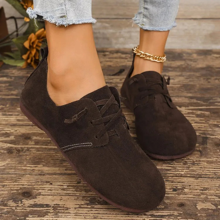 Women’s Minimal Lace-Up Casual Flats with Rounded Toe