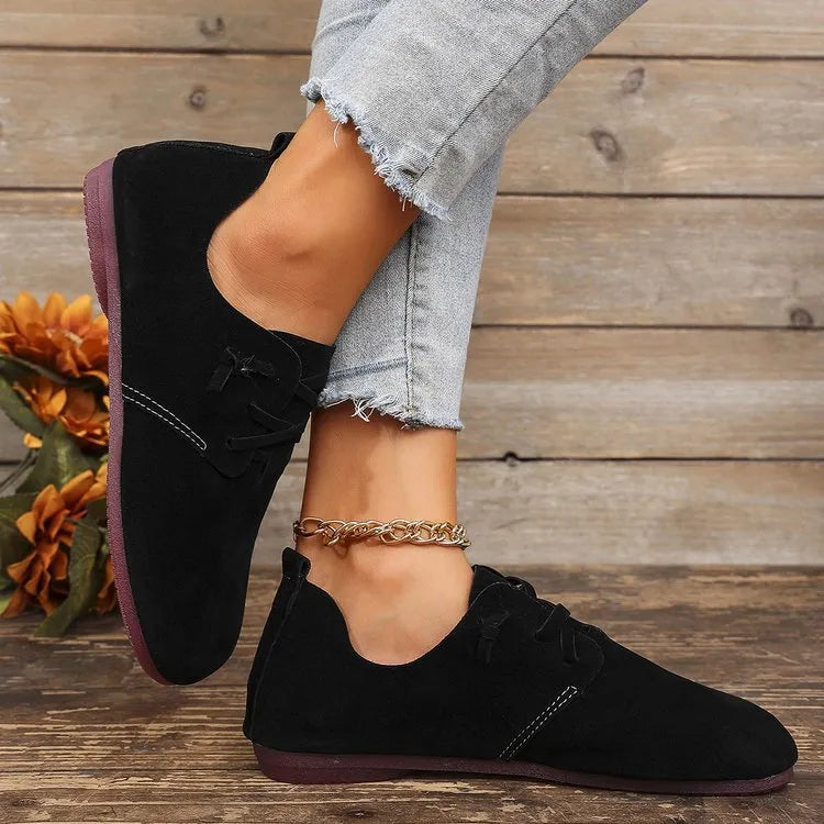 Women’s Minimal Lace-Up Casual Flats with Rounded Toe