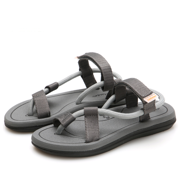Men's Strappy Open Toe Sandals – Slip-On Toe Loop with Webbing Strap