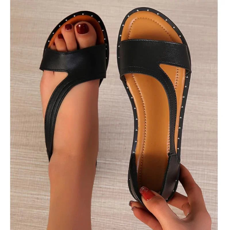 Women's Cross-Over Slingback Strappy Flat Sandals with Buckle Closure