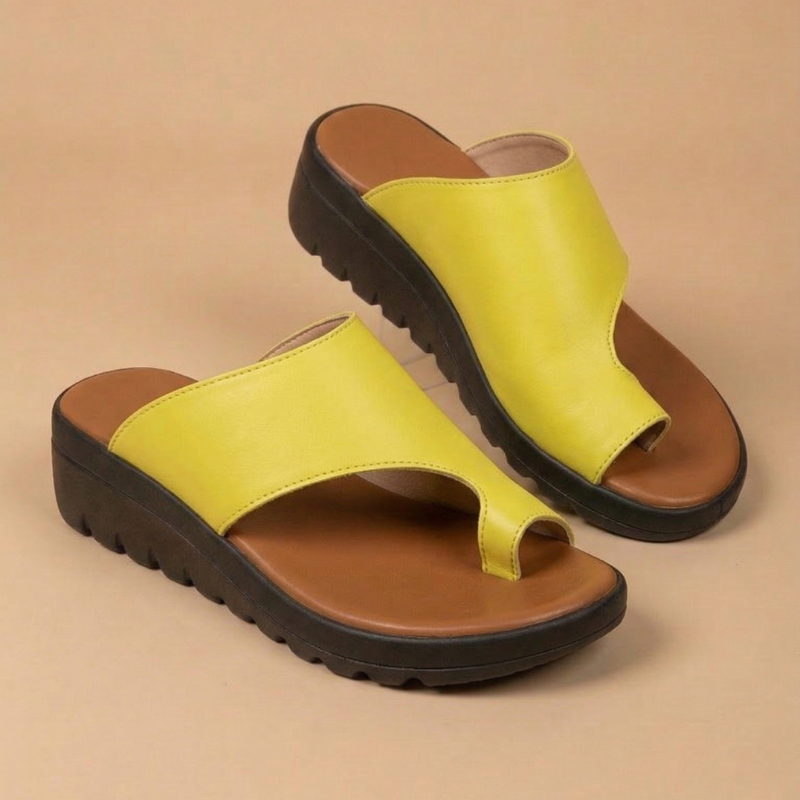 Women’s Open-Toe Slip-On Sandals with Wide Strap and Flat Sole