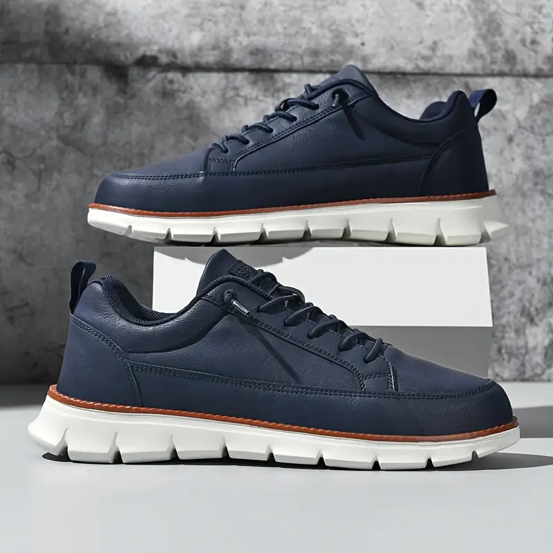 Men's Modern Casual Lace-Up Sneakers with Lightweight Sole Design