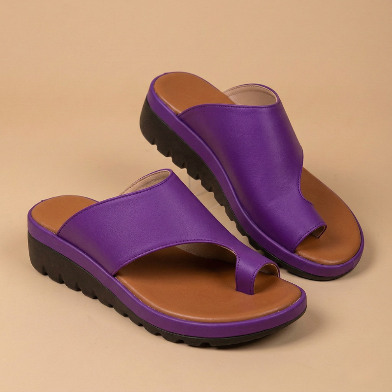 Women’s Open-Toe Slip-On Sandals with Wide Strap and Flat Sole
