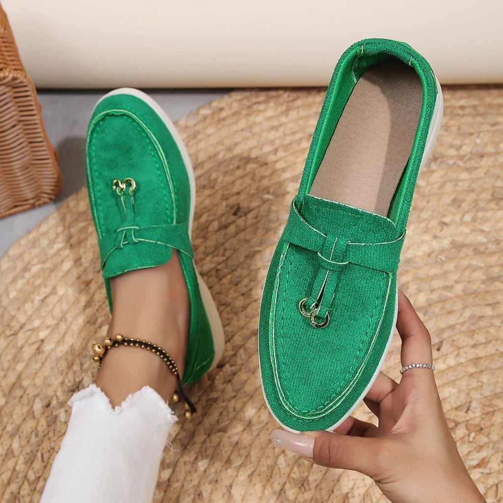 Women’s Slip-On Loafers with Rounded Toe and Flat Sole