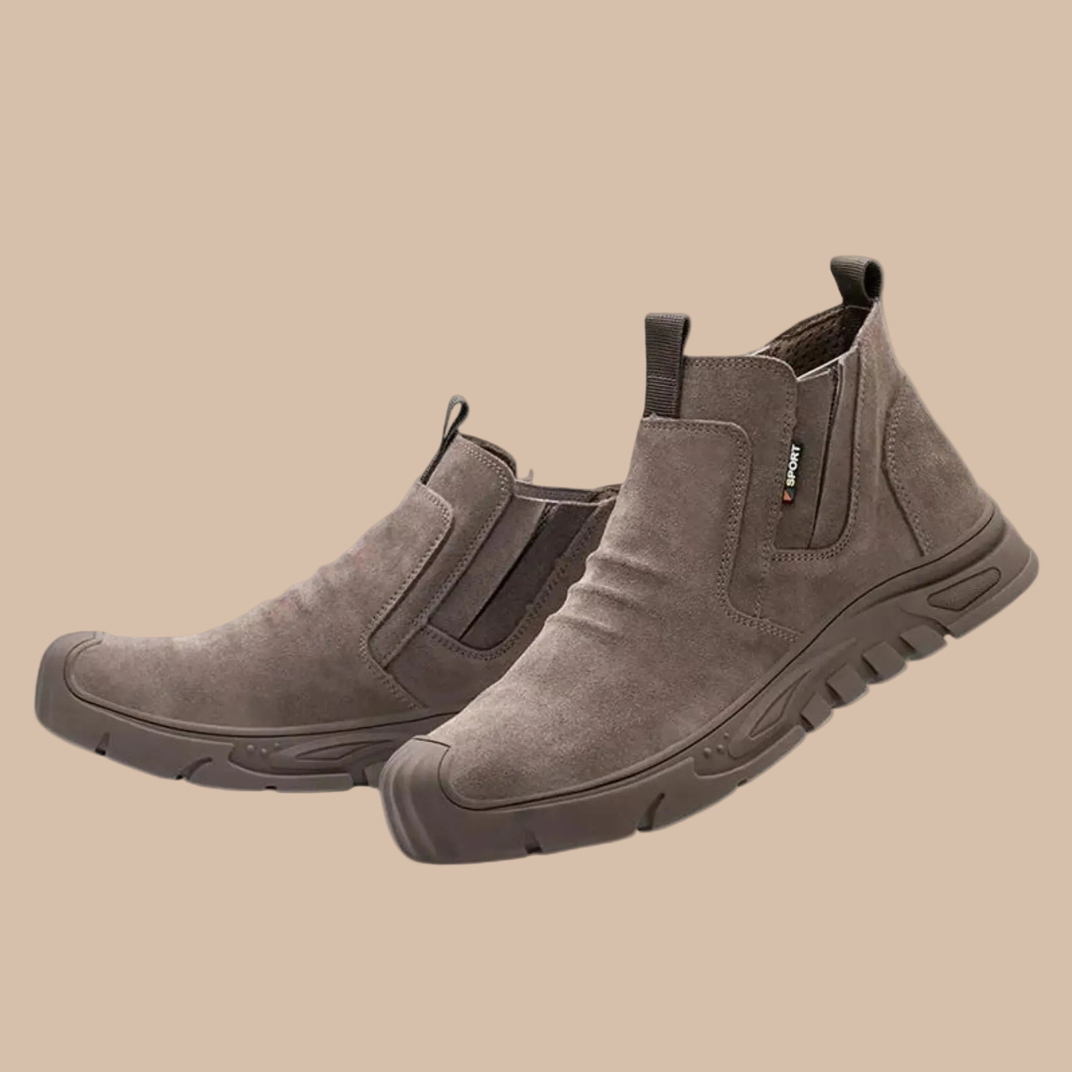 Men’s Ankle Work Boots with Reinforced Toe and Slip-On Design - Steel Toe