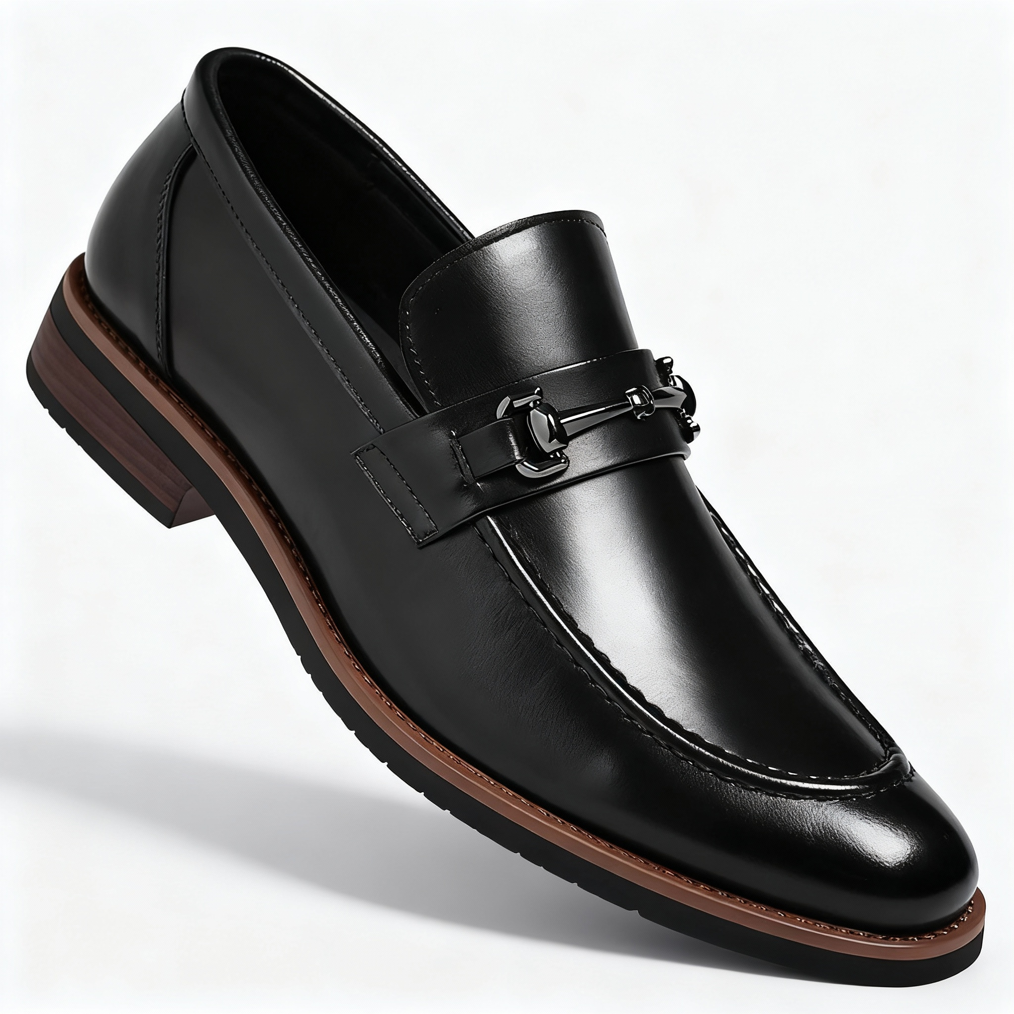 Men's Leather Horsebit Penny Loafers - Slip-On - Moc Toe - Low Heel
