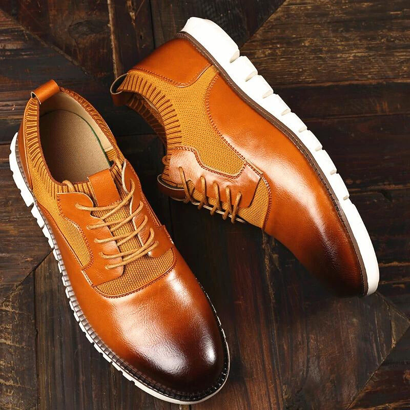 Men’s Lace-Up Casual Sneakers with Contrast Panels and Textured Sole