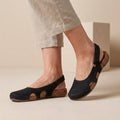 Women’s Rounded Toe Slingback Shoes with Cut-Out Sides and Cork-Style Sole