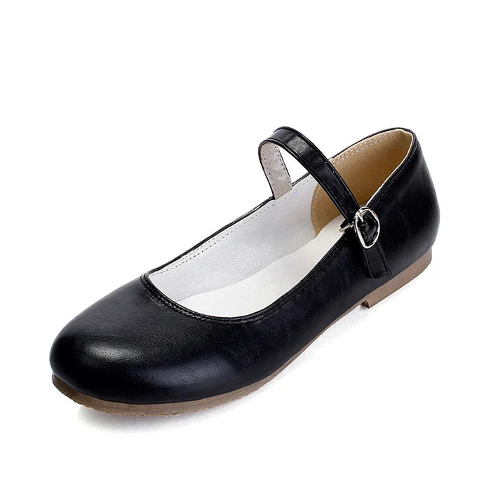 Women’s Mary Jane Flats with Buckle Strap and Rounded Toe