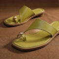 Women's Thong Sandals - Square Toe - Single Band - Metal Toe Post Detail