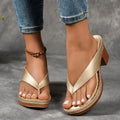 Women’s Open Toe Heel Sandals with V Strap and Block Heel