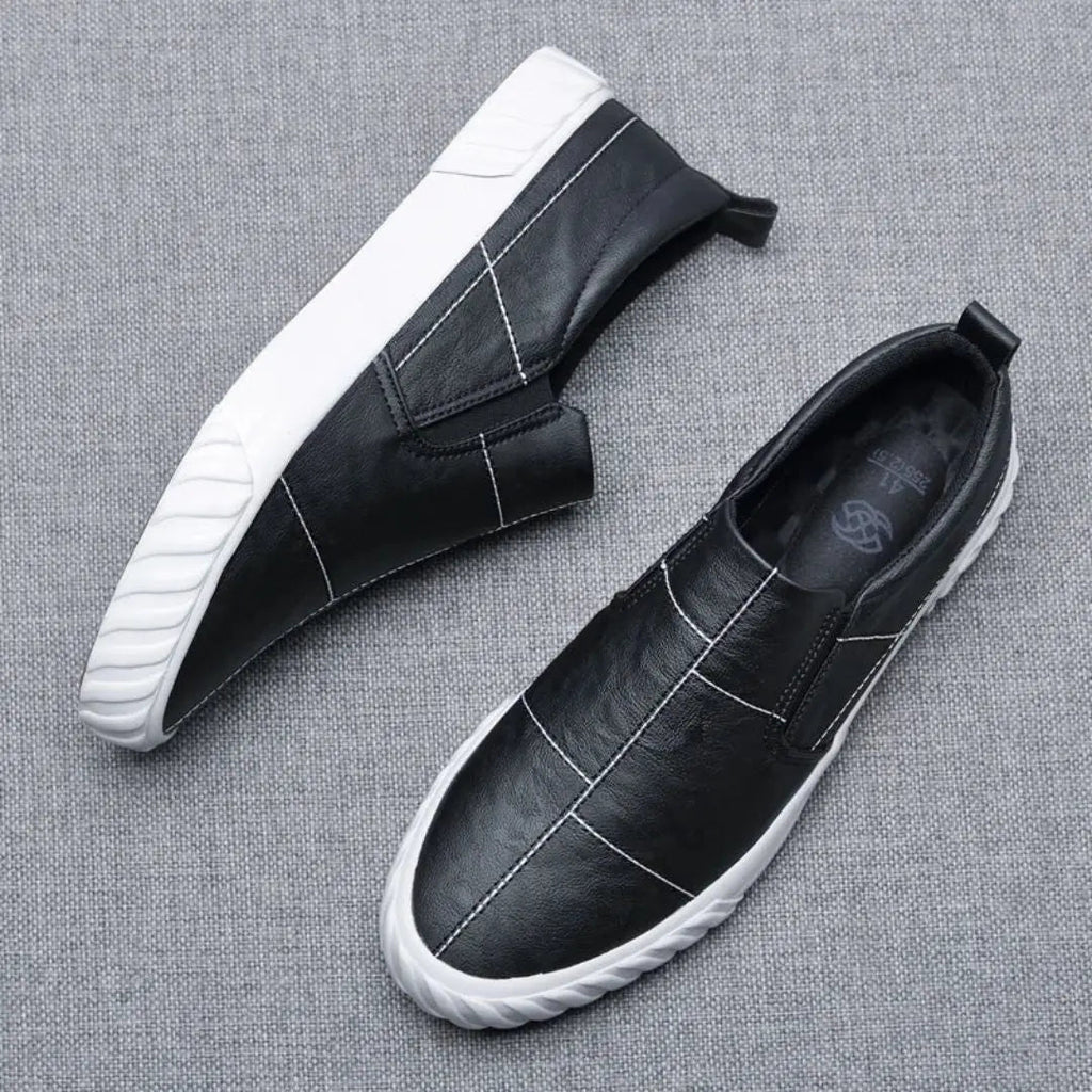 Men's Contrast Stitch Slip-On Penny Loafers Low-Top Shoes