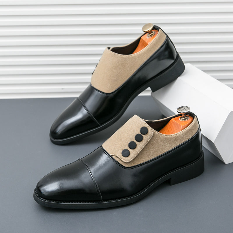 Men’s Dual-Tone Slip-On Dress Shoes with Button Detail