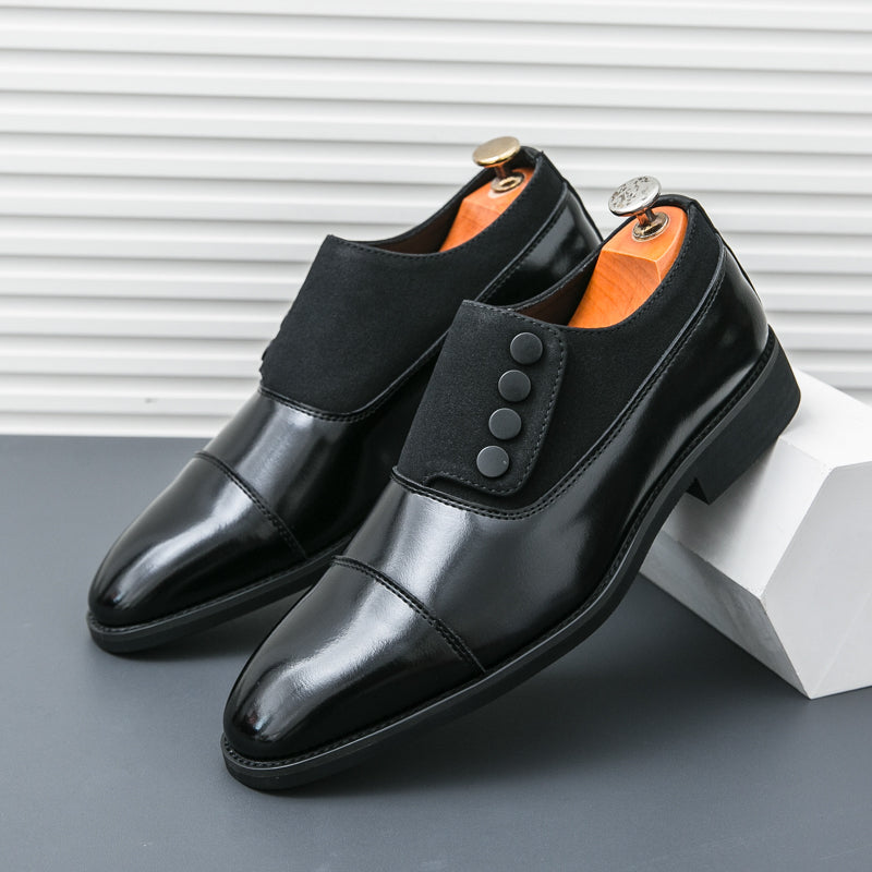 Men’s Dual-Tone Slip-On Dress Shoes with Button Detail