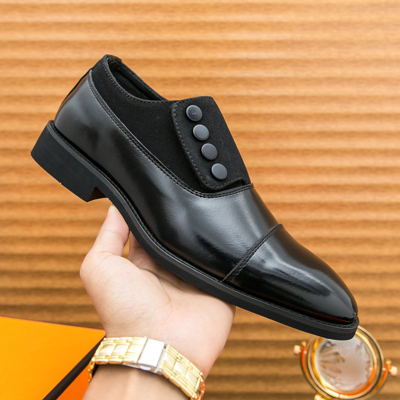 Men’s Dual-Tone Slip-On Dress Shoes with Button Detail