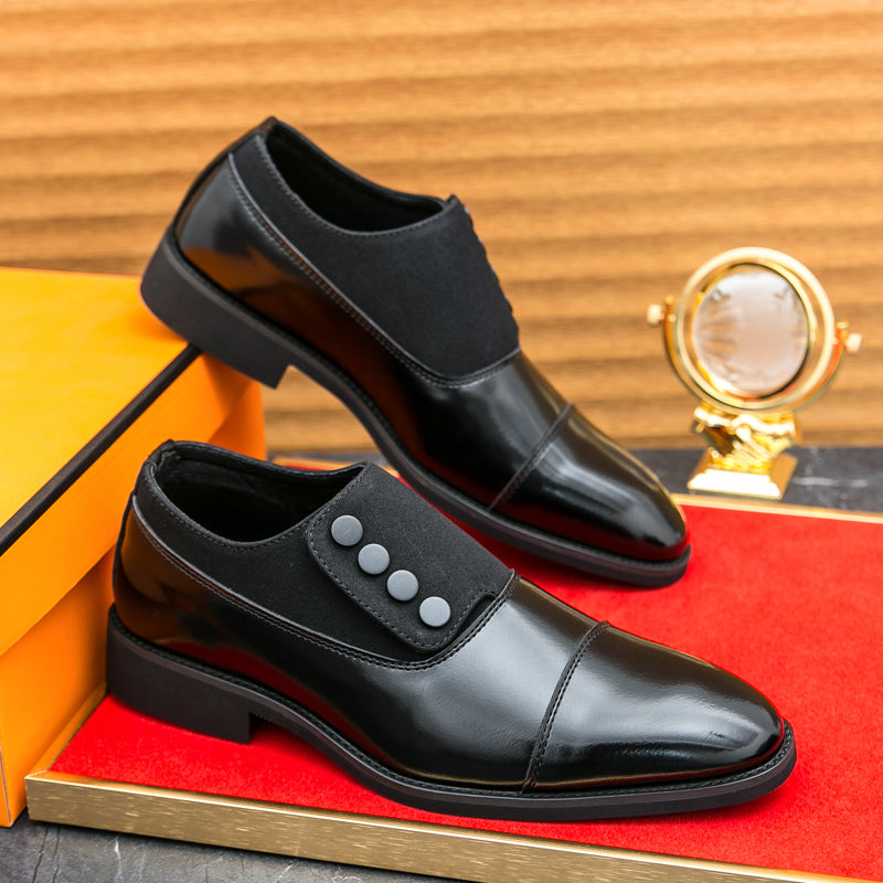 Men’s Dual-Tone Slip-On Dress Shoes with Button Detail