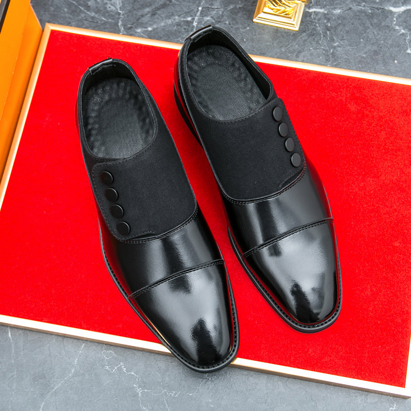 Men’s Dual-Tone Slip-On Dress Shoes with Button Detail