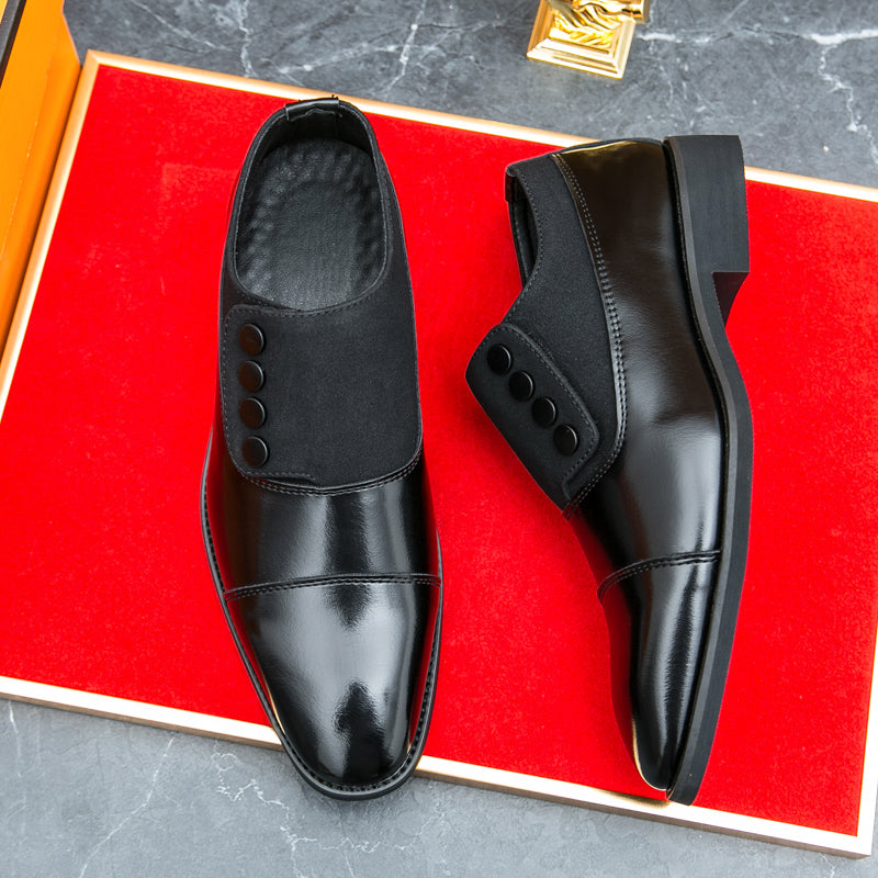 Men’s Dual-Tone Slip-On Dress Shoes with Button Detail