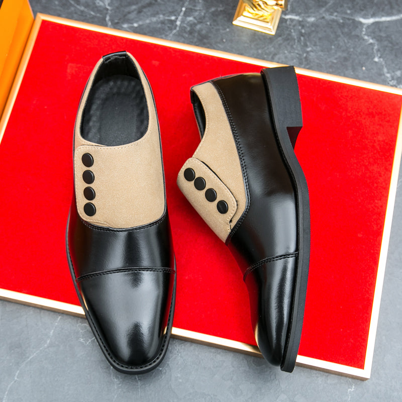 Men’s Dual-Tone Slip-On Dress Shoes with Button Detail