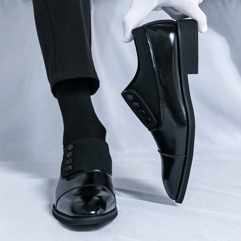 Men’s Dual-Tone Slip-On Dress Shoes with Button Detail