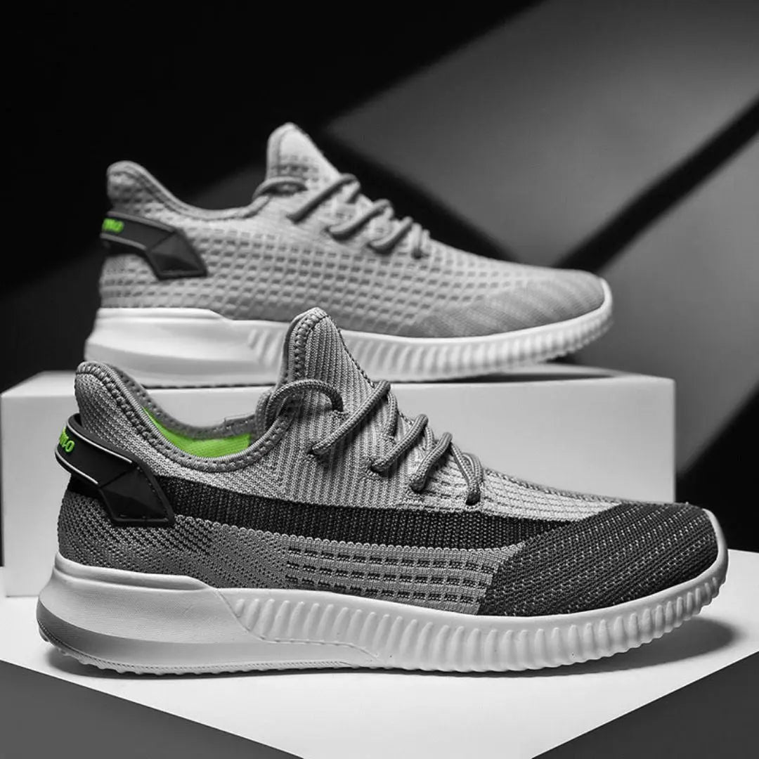 Men's Knit Mesh Low-Top Rounded Toe Sneakers - Lace-Up Athletic Shoes