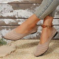Women’s Pointed Toe Slip-On Knit Flats – Textured Minimal Design