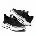 Men's Casual Sneakers - Lace-Up Embossed Upper Thick Cupsole Stripe Midsole