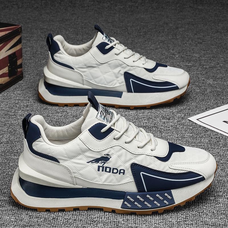 Men's Casual Sneakers – Lace-Up Low-Top with Chunky Sole and Panel Upper